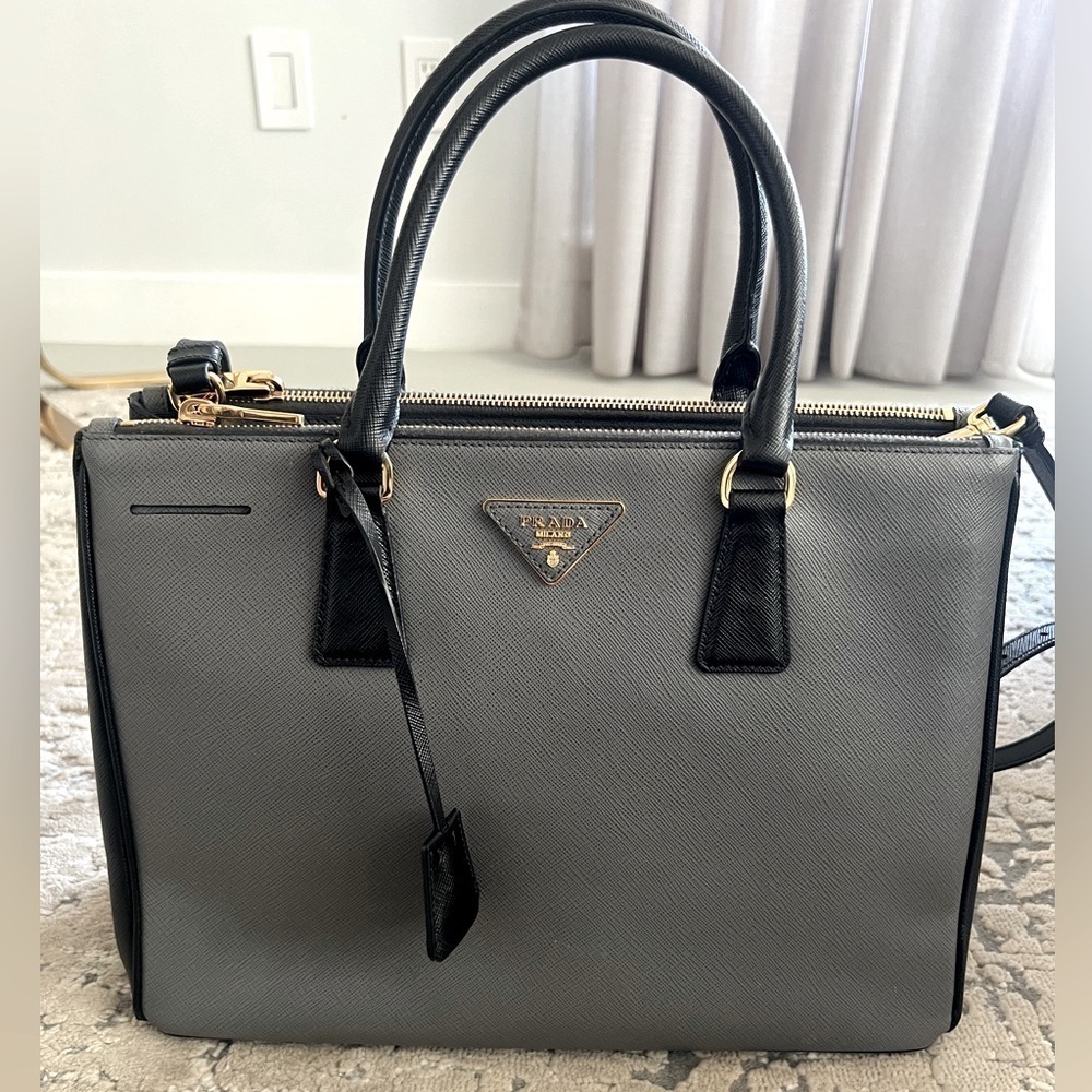 Authentic Prada Saffiano Two Tone Leather Tote